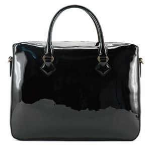 Pourchet Cassetta Laptop Bag Patent Leather BLACK